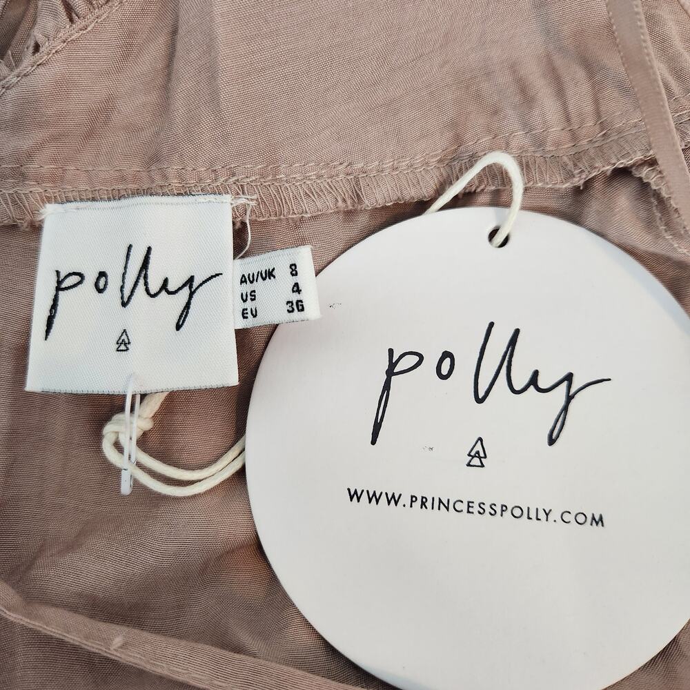 NWT Princess Polly The Dawning Mini Dress Mocha Pink Ruffle Hem Feminine Flirty - Picture 3 of 10